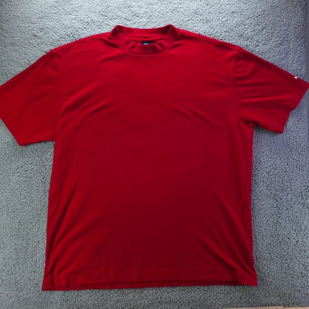 Nike Golf Dri-FIT Mock Neck Shirt Mens 3XL Red Short Sleeve Performance Tee Y2K